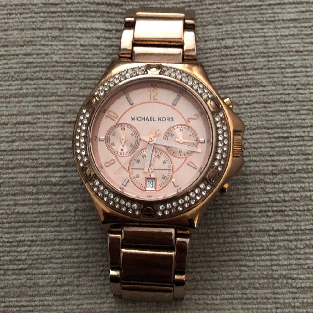 Michael Kors Rose Gold Watch with Crystal Face